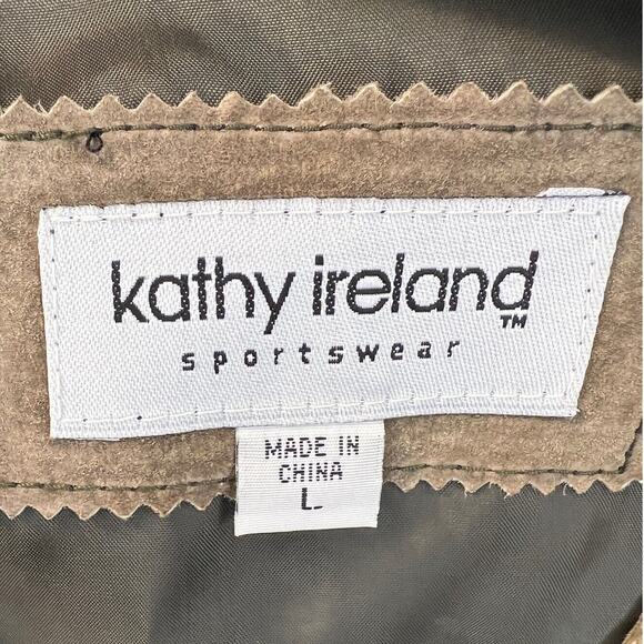 Vintage Kathy Ireland Green Suede Leather Vest 90s Y2k Size L Boho Western - Picture 6 of 7